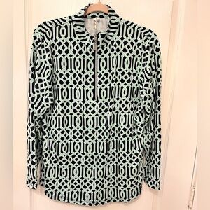 Lulu-B Black and White Geometric Long Sleeve Top